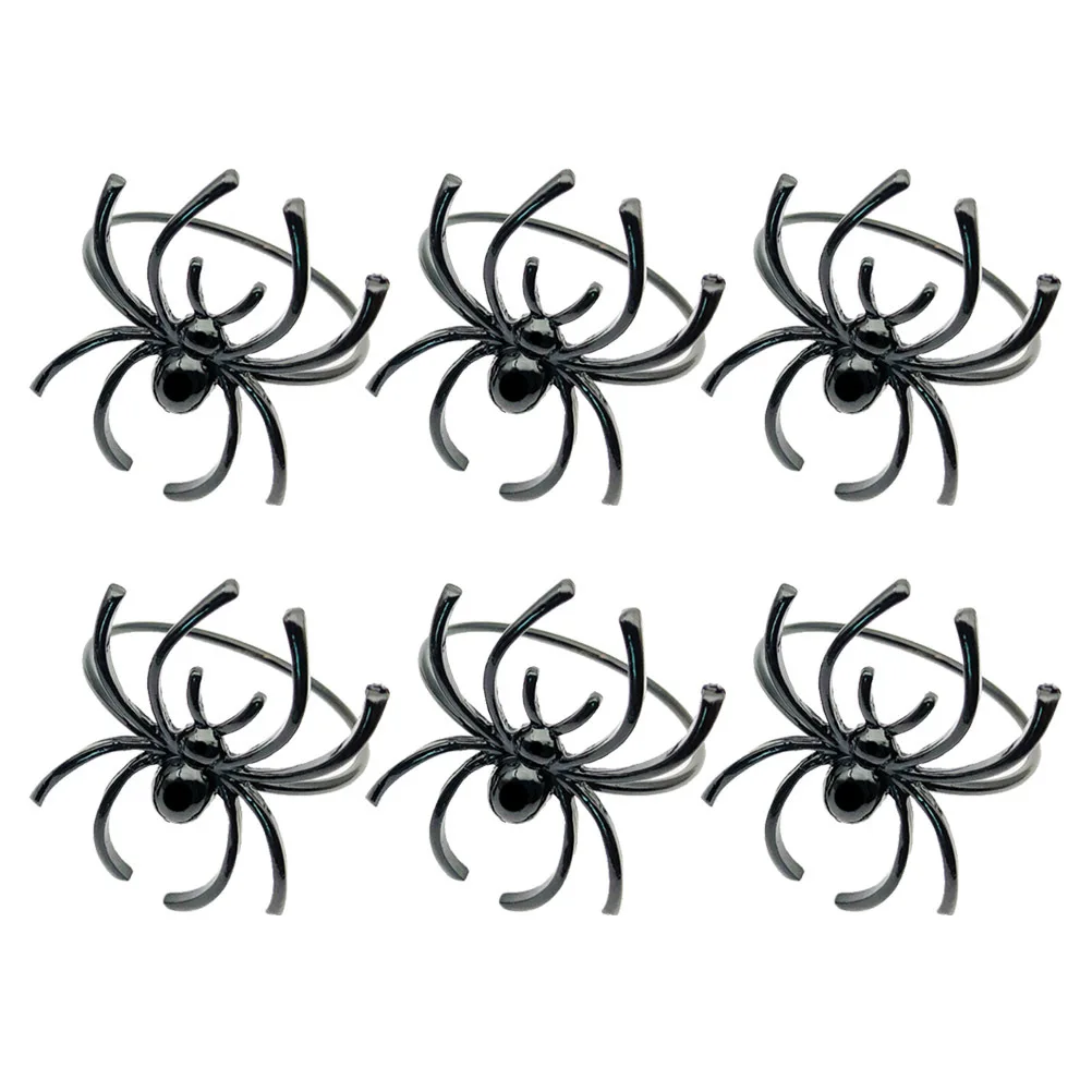 

6Pcs Spider Napkin Rings Premium Alloy Halloween Party Decorations for Napkin Holder Dining Table Craft Family Reunion Rose
