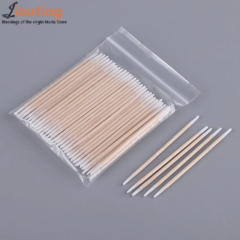 100Pcs Disposable Double Head Cotton Swab Women Makeup Cotton Bud Tip For Medical Wood Stick Nose Ears Cleaning Health Care Tool