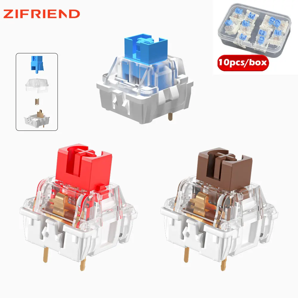 10Pcs Switches Mechanical Keyboard 3 Pin Red Brown Blue for DIY Key Cherry MX Gaming Axis Shaft Body Dustproof Sockets Switch