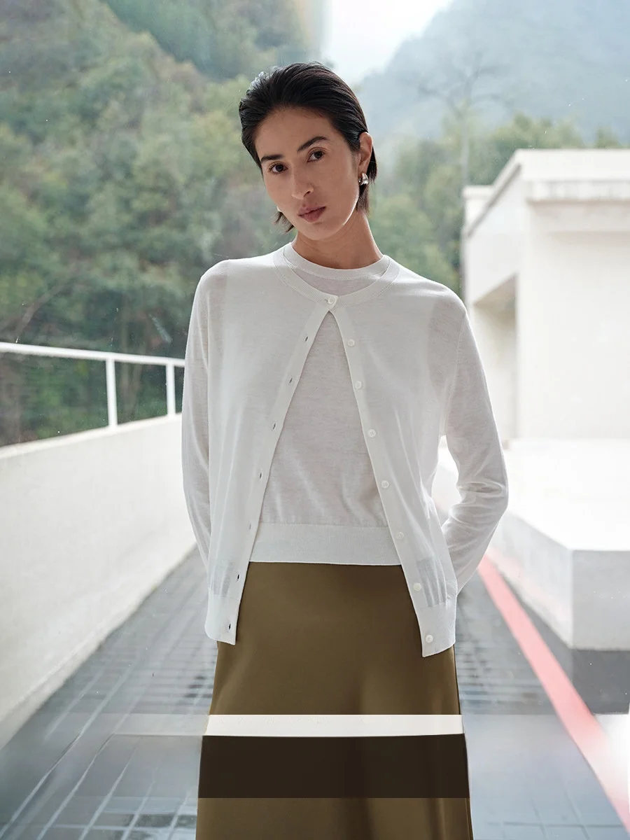 

MSBEAST High-End Silk Long Velvet Cotton Yarn CleanFit Layering round Ne Open Cardigan High Waist ort Vest Spring Faion