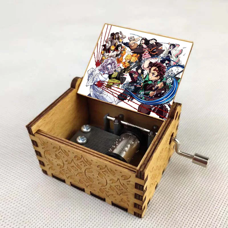 Game anime Cartoon Music Box Carved Wood Hand Crank Music Box Home decorations Merry Christmas Kids Birthday Gift