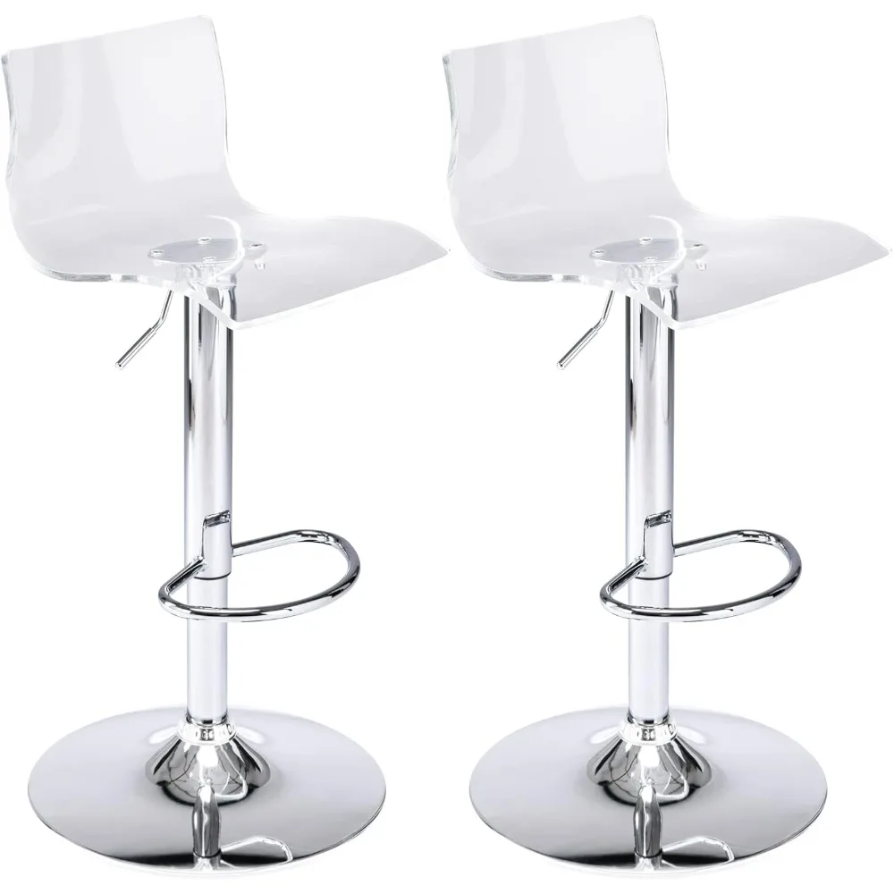 

Brage Living Acrylic Bar Stools with Mid Back, Set of 2, Transparent Adjustable Swivel Airlift Barstools, Counter Height Bar