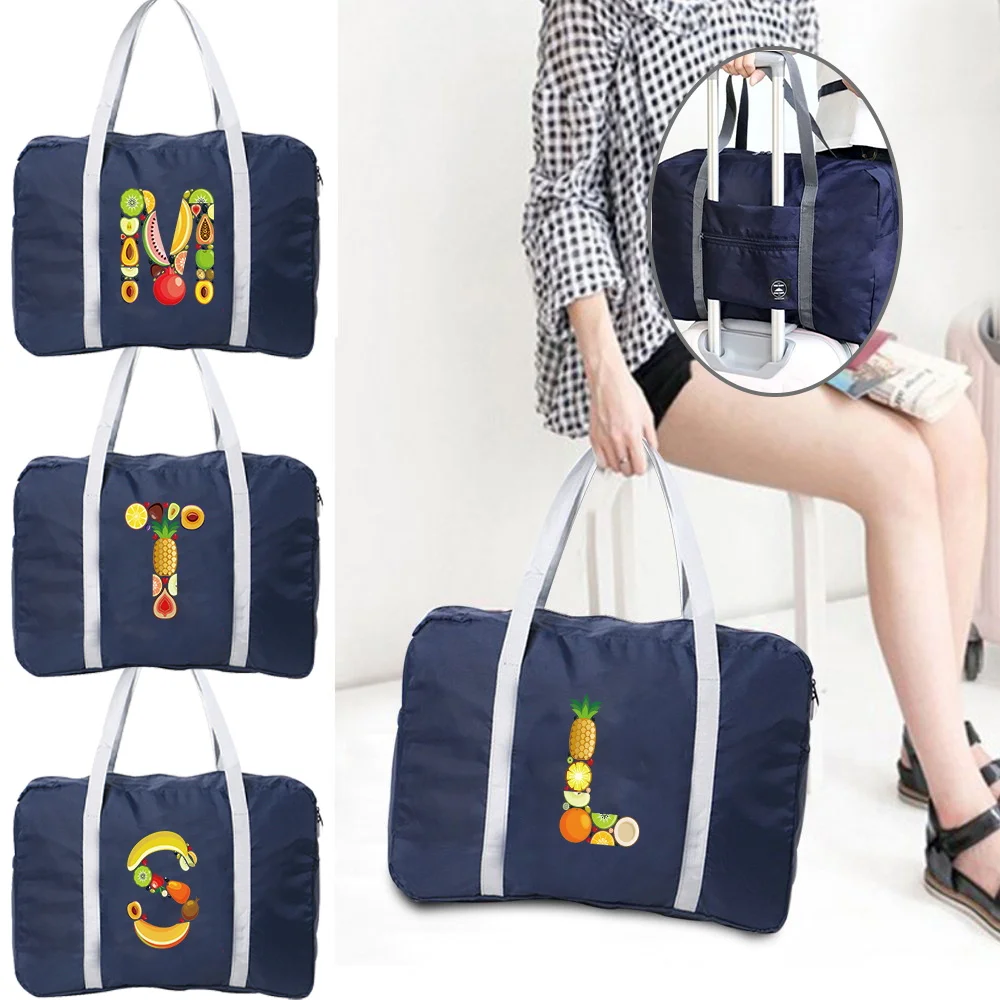 

Large Capacity Travel Handbag with Fruit Letter Print for Both Men and Women