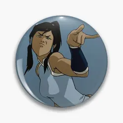 Korra Making Fun Of Lin Fanart  Soft Button Pin Collar Hat Fashion Cute Brooch Women Decor Clothes Lover Funny Creative Metal