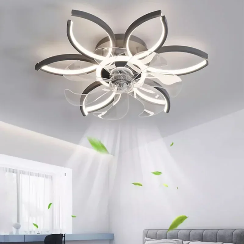 Imagem -02 - Moderno Ventilador Led Lâmpada do Teto para o Quarto Sala de Jantar Ajustável com Controle Remoto Lustre Decoração Luminária