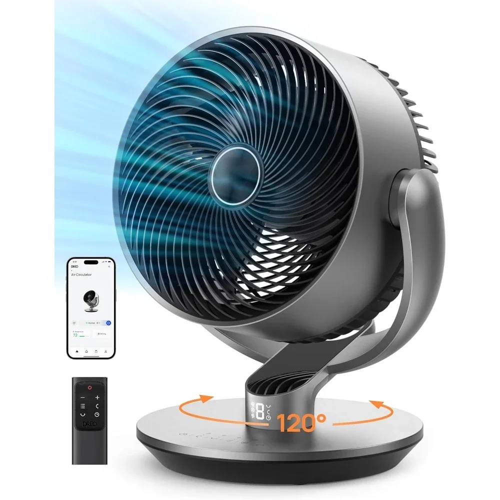 Portable Fan, Desk Air Circulator Fan with Remote, 120° Vertical Manual 90° Oscillating Fan, 4 Speeds, 8H Timer, Desk Fan