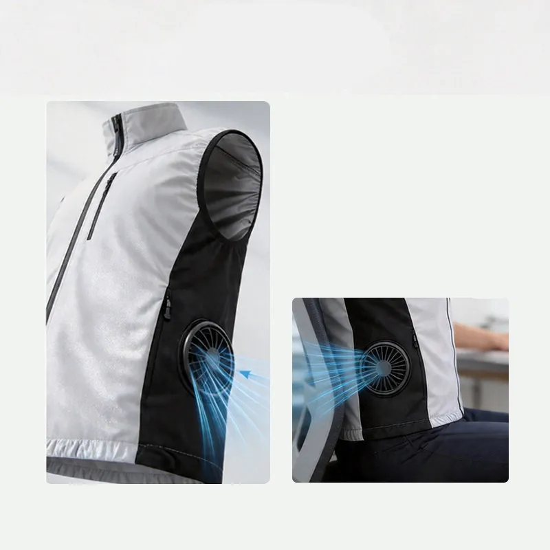 Summer Men'S Heatstroke Prevention Cooling High Air Volume Fan Intelligent Air Conditioning Clothes Vest（Excluding Power Bank） view 6