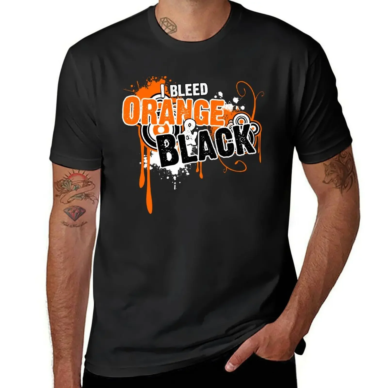 

I Bleed Orange and Black T-Shirt cheap stuff heavyweights Personalized t-shirt T-shirts man plain black t shirts men