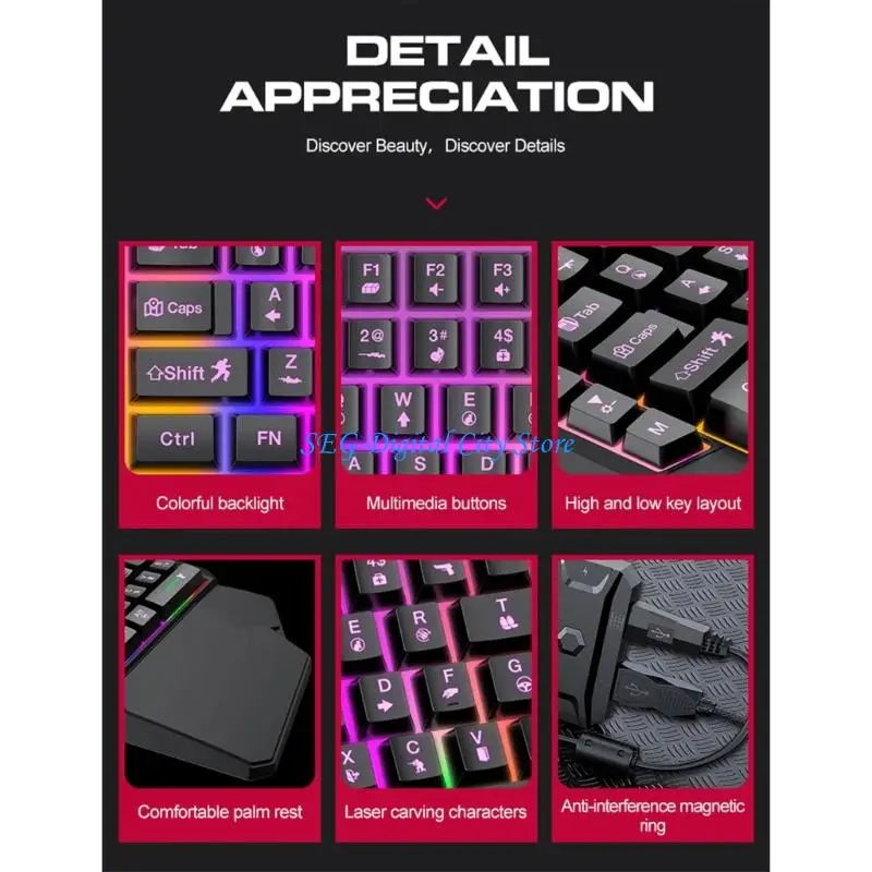 

U75B RGBs Backlit Gaming Keyboards With USB Cord Connection Hand Ergonomic Wrist Support Mechanical