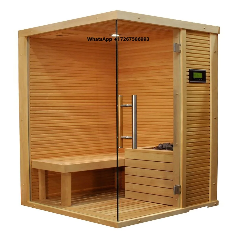 Luxury 4-Person Solid Wood Red Cedar Indoor Infrared Steam Sauna Room Modern Far Infrared Sauna Dome 6kw Electric Heating