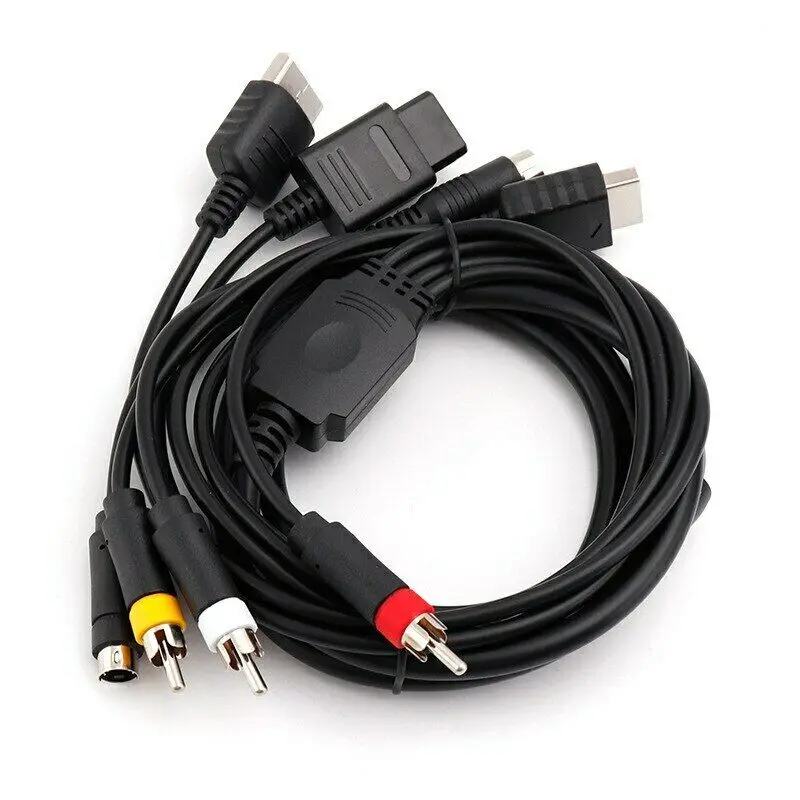 كابل صوت فيديو AV-S RCA متعدد الوظائف لوحدة تحكم ألعاب Sega Saturn SSDC PS1 PS2 SNES N64 NGC SFC
