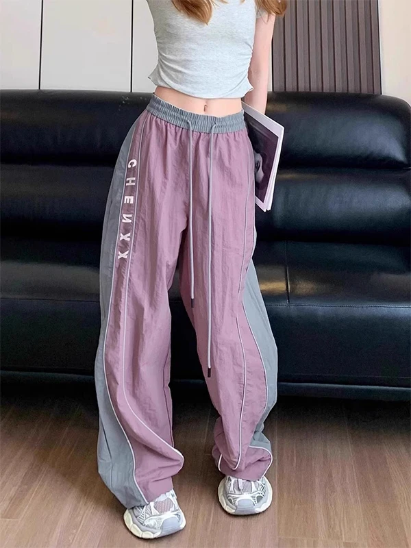 

Американские ретро сращенные рабочие брюки для мужчин и женщин, уличные повседневные широкие брюки с манжетами, большой размер 300, прямая трубка