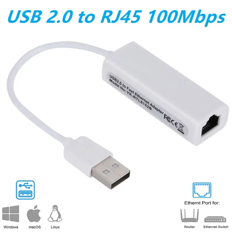 Micro Usb Rj45 Network Card Wired Network Card 10/100 Mbps  For Windows 7/8/10 Laptop Computer D9700 Usb Wired Internet Cable