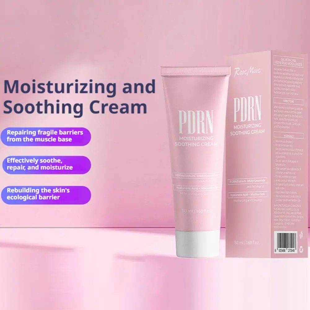 Crema Hidratante y Calmante PDRN de 50 ml, Crema Facial Refrescante y Suave para el Cuidado de la Piel, Reparación de la Piel Sensible, Loción Hidratante y Regeneradora