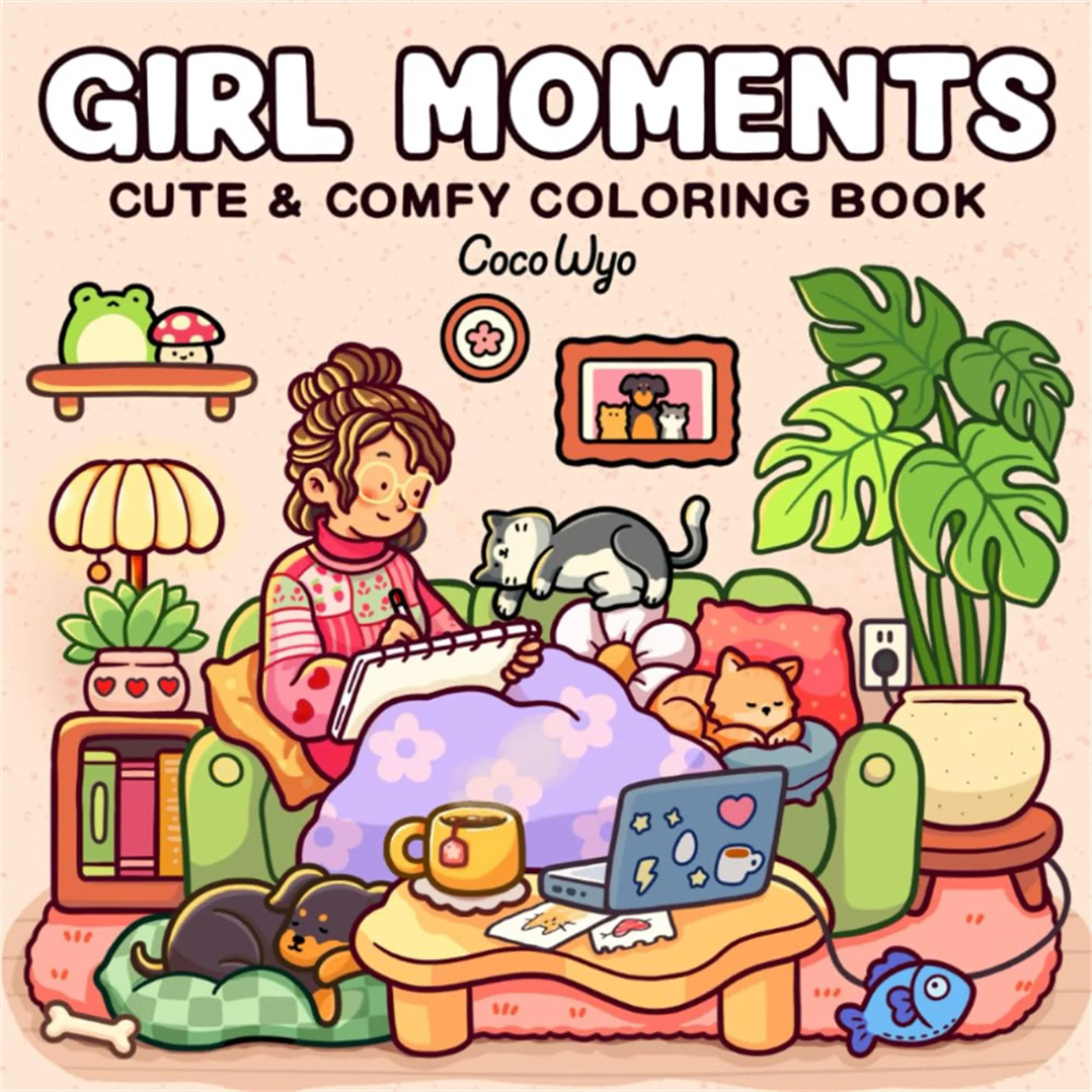 Intellectual Development Cozy Atmosphere Relaxing Coloring Book for Adults and Teens Bold Easy-to-follow Patterns Girl Moments