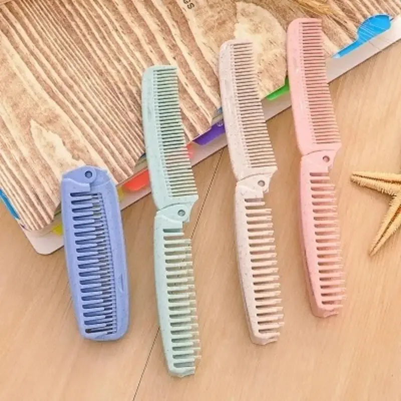 1 Pcs Portable Folding Comb Hair Brush Anti-static Combs Travel Hair Brush Wheat Straw Folding Hairdressing Styling Tool