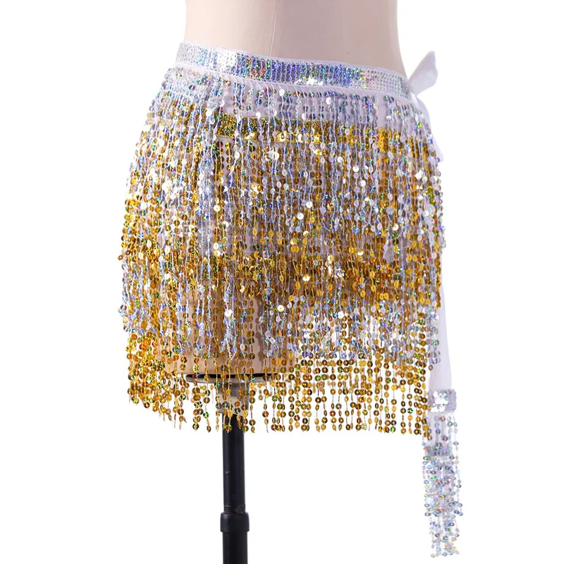 Boho Pailletten Kwastje Heup Sjaal Riem Danser Performance Podium Mini Rok Rave Party Sprankelende Franje Festivalkleding Sexy