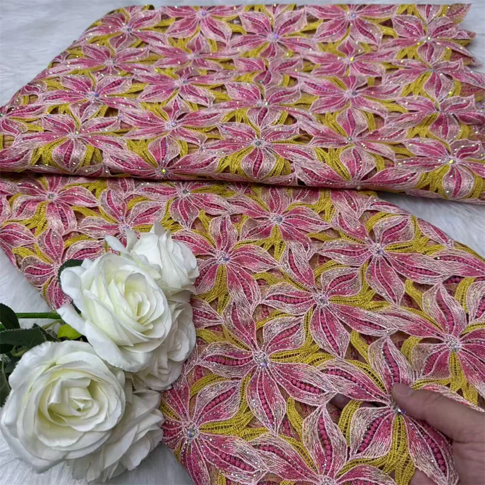 

Luxury Apex Cord Lace Fabric High Quality 2025 African Lace Fabric Stones French Nigerian Cord Lace Fabrics For Sewing A1214-1