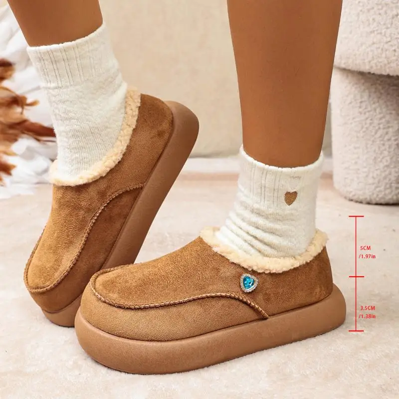 Soft Thick Bottom Lambswool Snow Boots Women Winter 2026 Comfortable Fluffy Fur Mules Slippers Warm Plush Casual Shoes for Women