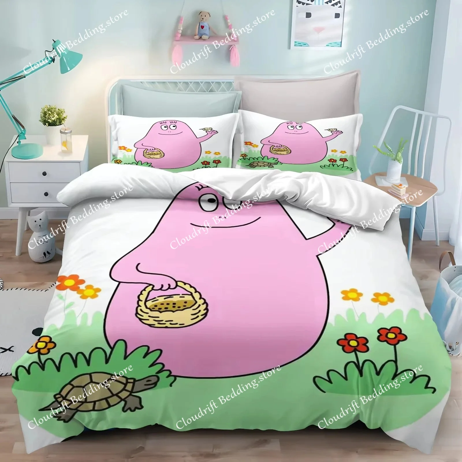 

New 3D Print Cartoon L-Les B-Barbapapa Bedding Set Double Twin King Duvet Cover Comforter Pillowcase Boys Girls Adults Bedroom74