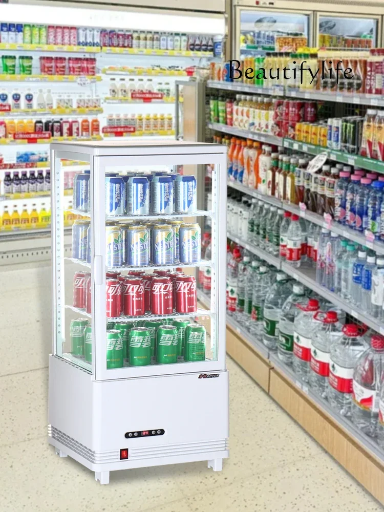 Hot and cold display cabinet Four-sided glass vertical table beverage refrigerator