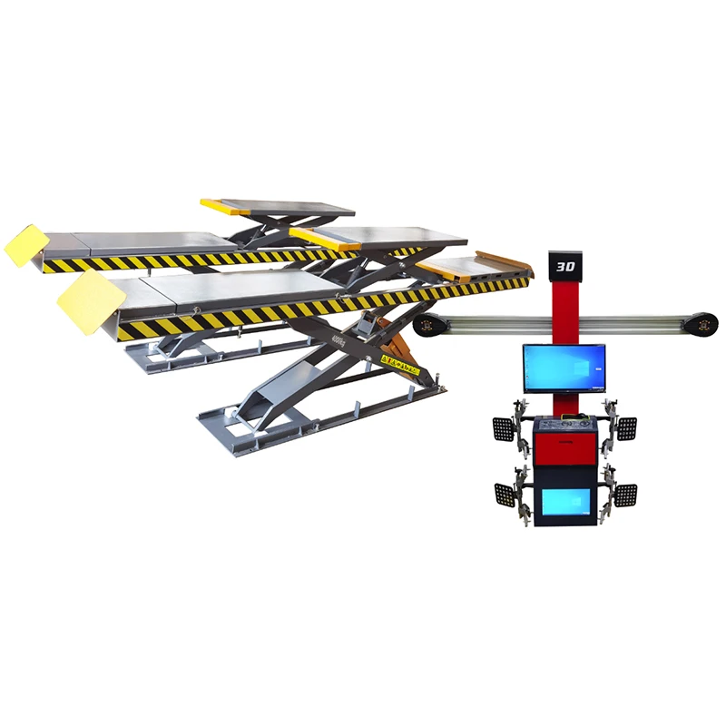 Hot Sale 4T 5T Ultra Thin Scissor Lift And Wheel Alignment Machine Full Set For Garage