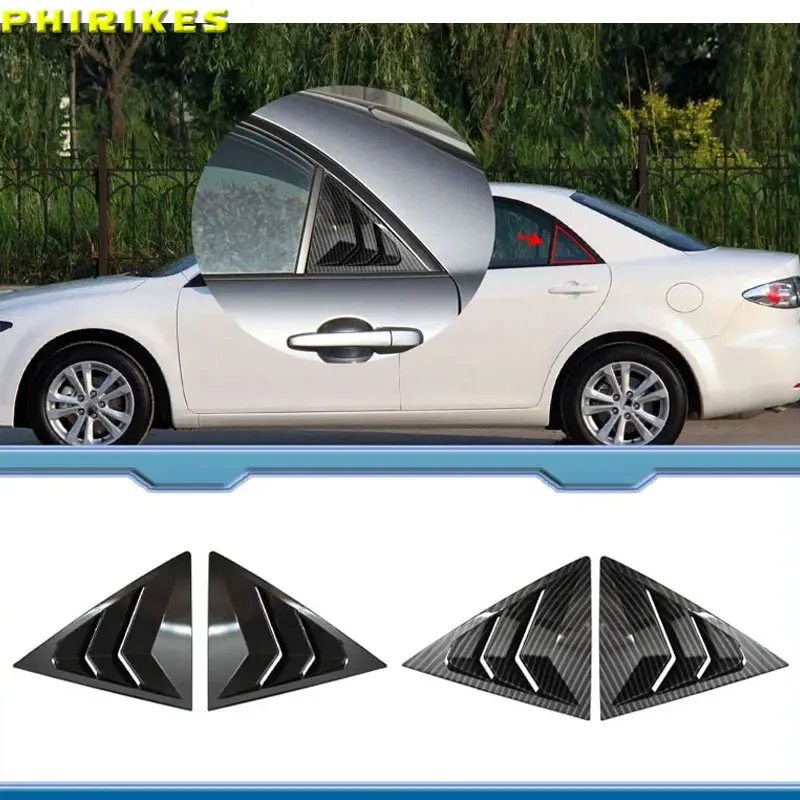 

For Mazda 6 2002-2016 Car Rear Window Louvers Cover Stickers Exterior Car Accessories Styling Carbon Fiber Black
