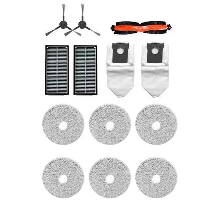 Acessórios de saco de pó para xiaomi para mijia m30s d103cn dreame x30 ultra, x30 pro principal escova lateral filtro pano mop