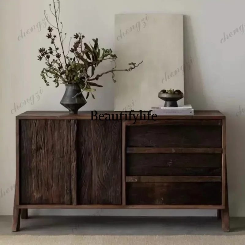 JJ Rustic Long Living Room Cabinets Classic Drawers Wooden Vintage Living Room Cabinets Japanese Meuble Rangement Furniture Home