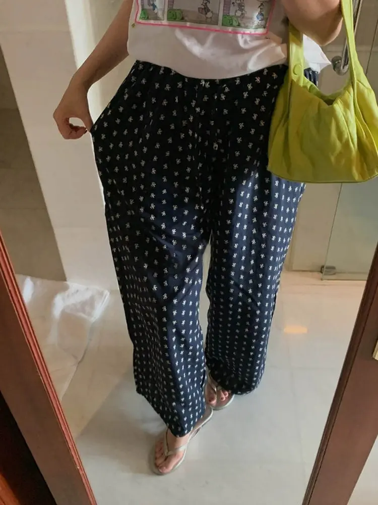 

Loose Knot Elastic Waist Casual Pants Women Thin Model Dongdaemun Korean Style Summer New Arrival Straight Leg Pants
