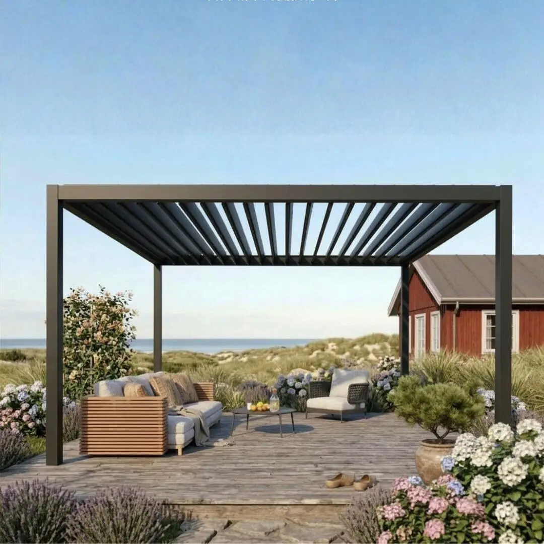 Environmentally Friendly Outdoor Garden Aluminum Pergola Adjustable Blinds Party Pavilion Durable Heavy Duty Rectangular Gazebo