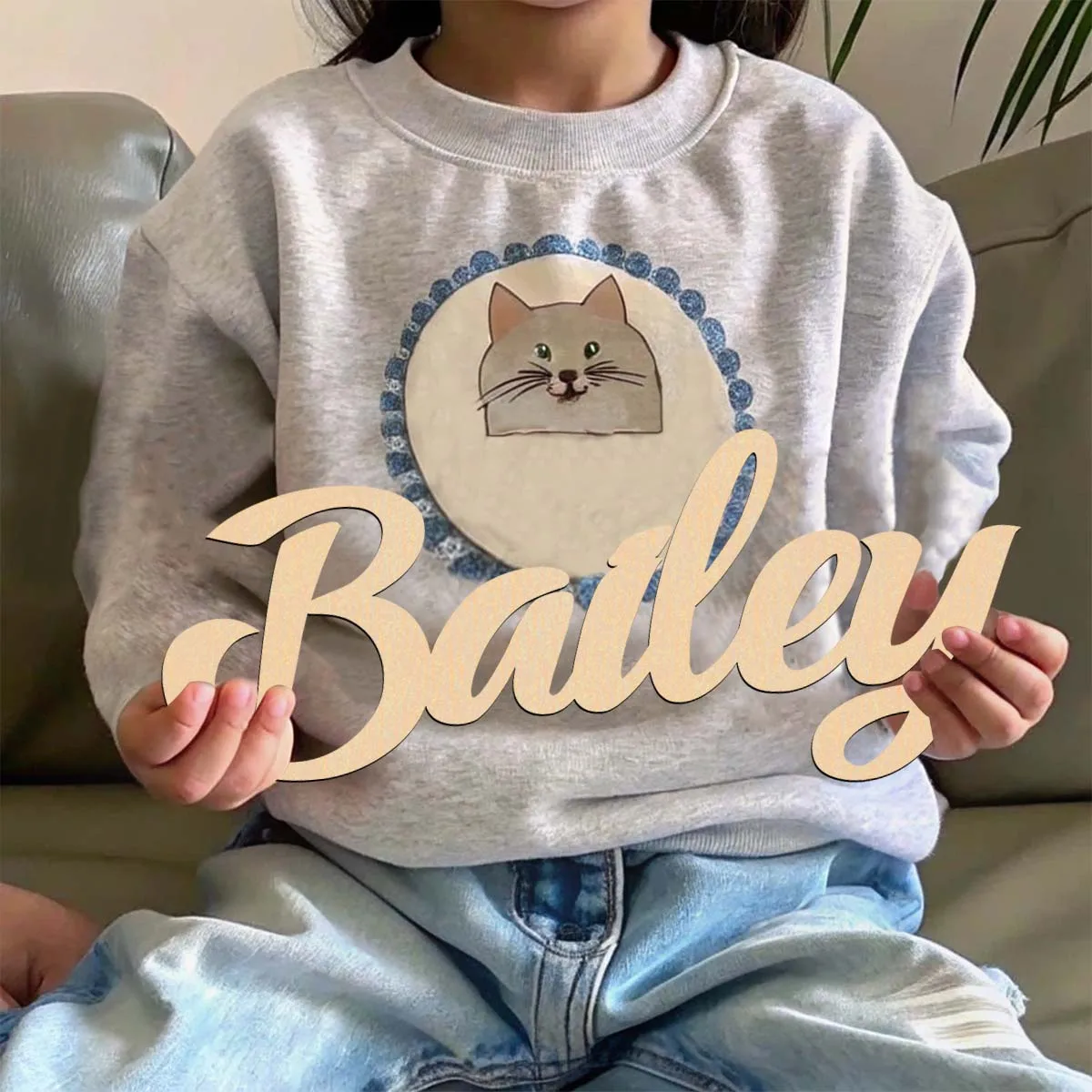 1pc Funny bailey example Customized Name Wooden Plaque Wooden Sign Laser-Cut Sign Unfinished Wood for Painting or Glittering