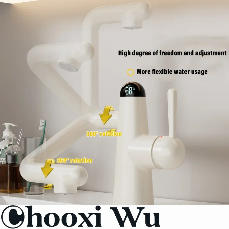 بالوعة الحمام صنبور حوض الحنفية 1080 °   صنبور مياه بارد وساخن متعدد الوظائف، صنبور حوض المطبخ، وضعين، صنبور مياه