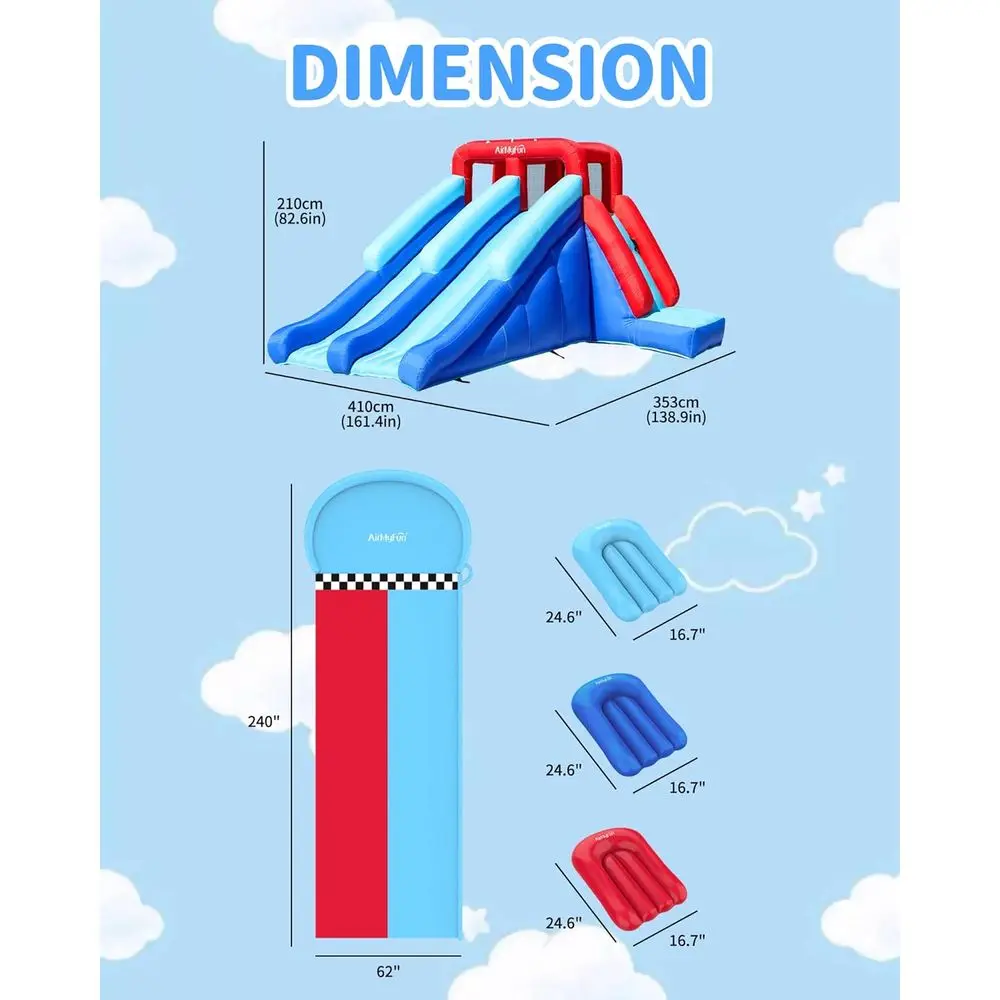 Iatable Bounce House with Double Slide, Kids & Adults Water Slides for Outdoor Fun