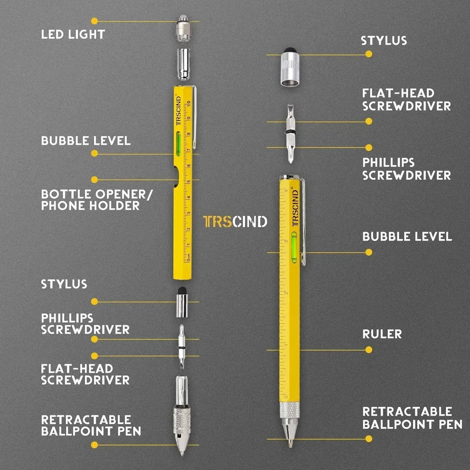 Outil de stylo multi-outils 9 en 1 pour homme, papa, mari, cadeaux de fête des pères, cadeaux d'anniversaire pour petit ami, gadgets sympas pour bricoleur