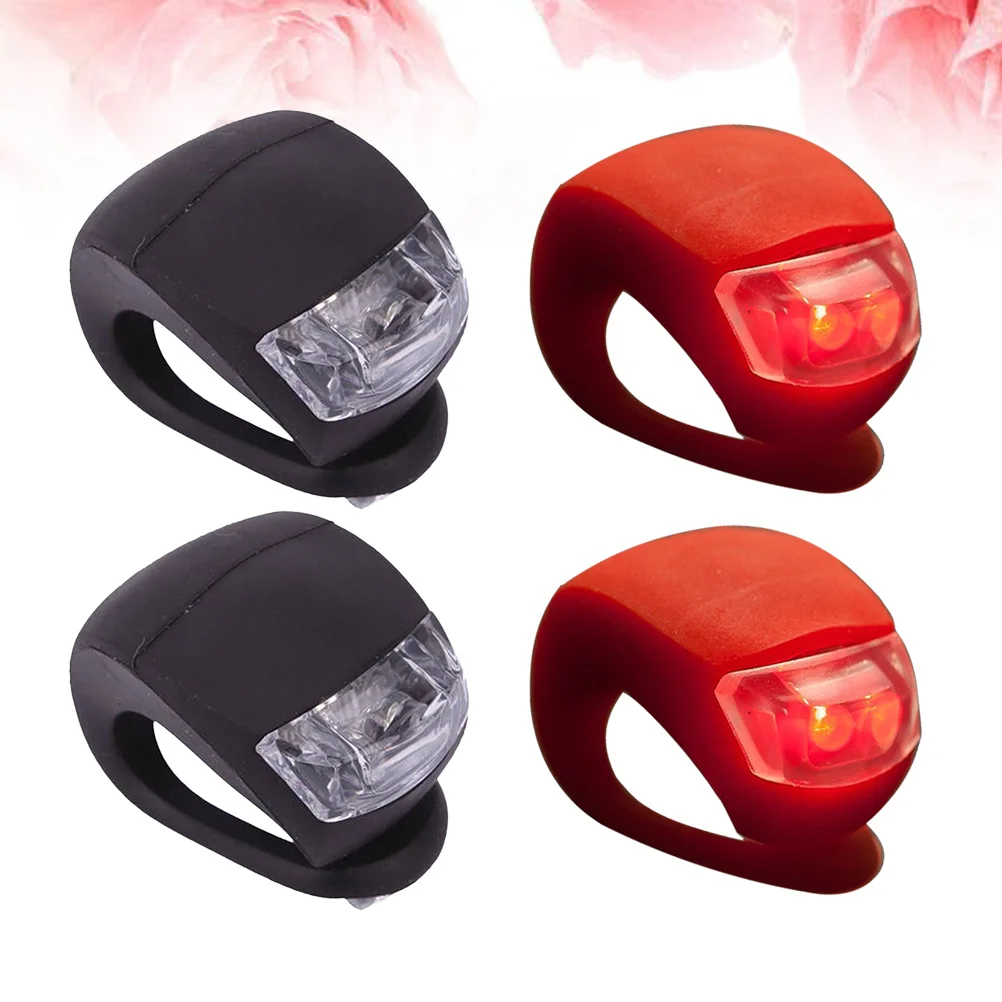 

4pcs Bike Cycling Silicone Front Rear Wheel Safety Light Lamp Set Bright Waterproof Bike Accessorie(2 Black and 2 Red)