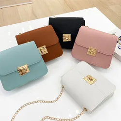 Fashion Small Women Bags All-match Chain Shoulder Bag Solid Color Stitching Bag Messenger Crossbody Bag PU Mini Clutch Purse