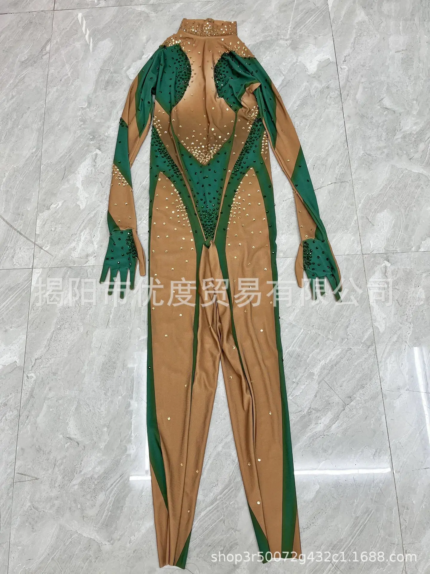 섹시한 타이트 DJ 칵테일 파티 니치 장갑 일체형 가수 나이트 생일 파티 공연 반원형 그린 베스티도 럭소 페스타