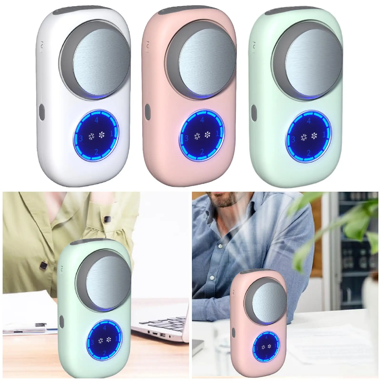 مروحة صغيرة محمولة باليد، مروحة معلقة على الرقبة، متعددة الأغراض، 4 سرعات قابلة للتعديل، مروحة تبريد منخفضة الضوضاء للمنزل والسفر والمكتب والتخييم في الصيف