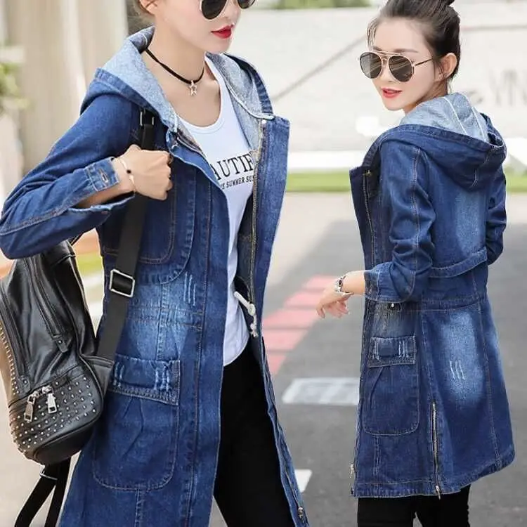 

2024 Women's Mid-Length Denim Jacket Loose Autumn New Slimming Denim Trench Coat