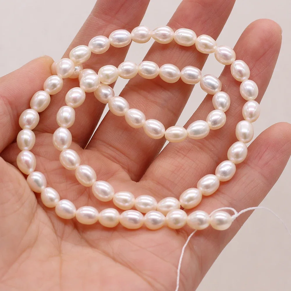 

5-5.5mm Natural Freshwater Pearl Beads Rice Shape Loose Spacer Beads for Jewelry Making DIY Nacklace Bracelet Accessories