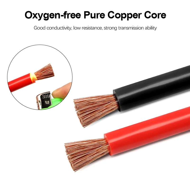 Battery Connection Wire Red Black 8 6 4AWG With M8 X 20/30/40/50/60/100CM SC Terminal RV Pure Copper Core Power Inverter Cable