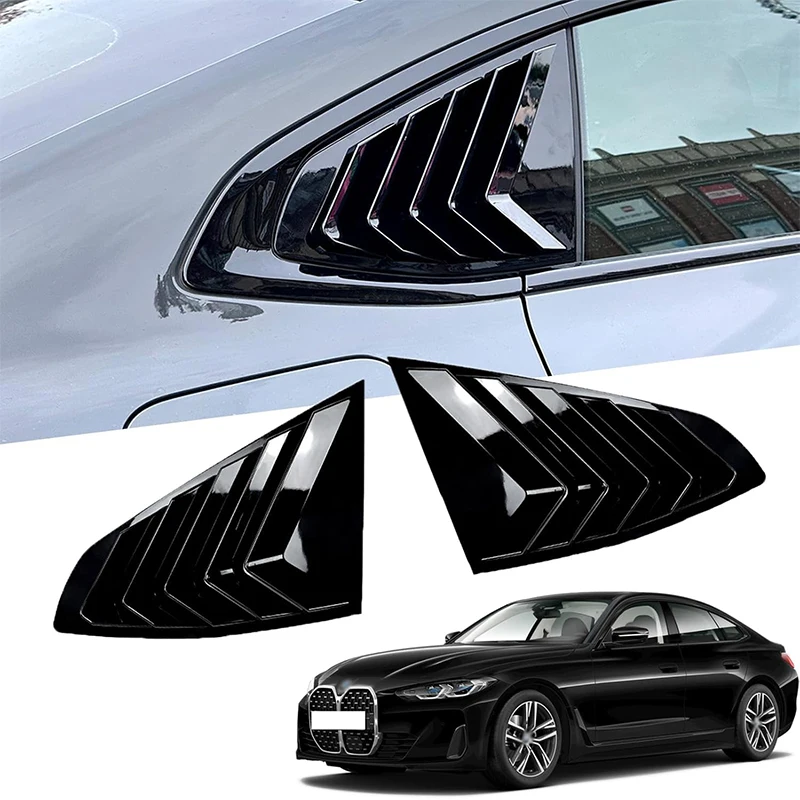 

For BMW 4 Series Gran Coupe 2021-2024 Rear Side Window Louvers Sun Rain Shade Vent Sport Style Trim Sticker Accessories