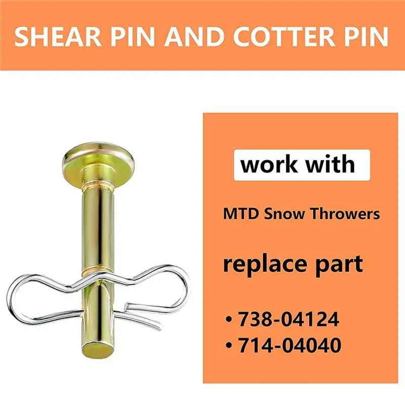 M12K-160 Pieces Shear Pins And Cotter Pins 738-04124 And 714-04040 Replacement Shear Pin And Bow Tie Lock Cotter