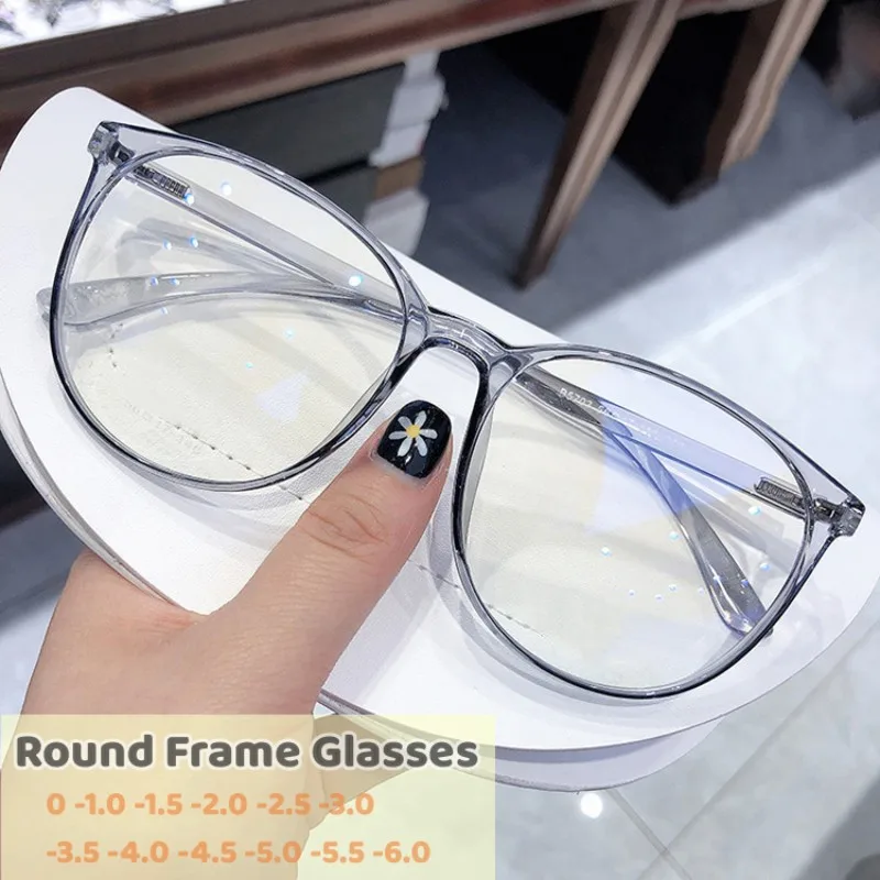 

Vintage Women Men Anti Blue Light Finished Myopia Glasses Unisex Optical Nearsighted Eyeglasses Prescription Diopter 0 To-6.0