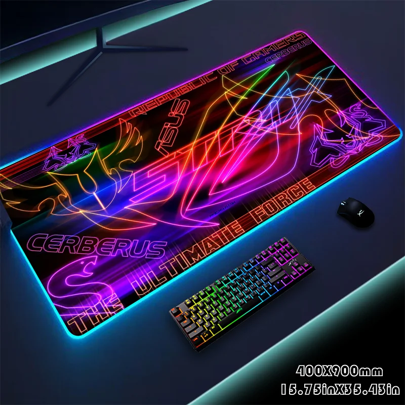 Grande AS-US personalizado mouse pad iluminação led gaming mouse pads rgb portátil tapete de mesa antiderrapante borracha gamer tapete teclado esteiras