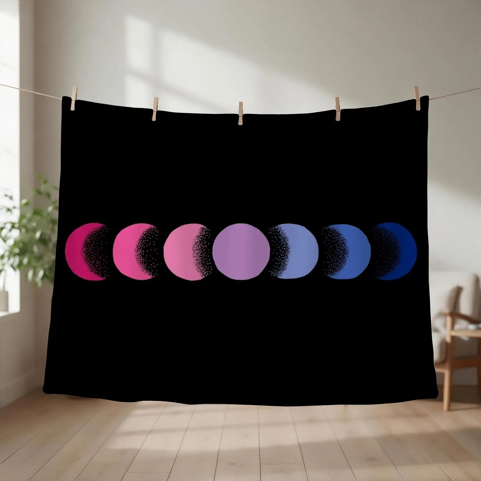 bisexual moon phases Throw Blanket couch cozy soft plush fuzzy picnic outdoor blanket