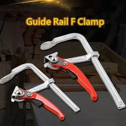 Heavy Duty F Clamp Bar Quick Release Steel Ratcheting For MFT Guide Rail System Woodworking Clamping Pressure DIY Hand Tool