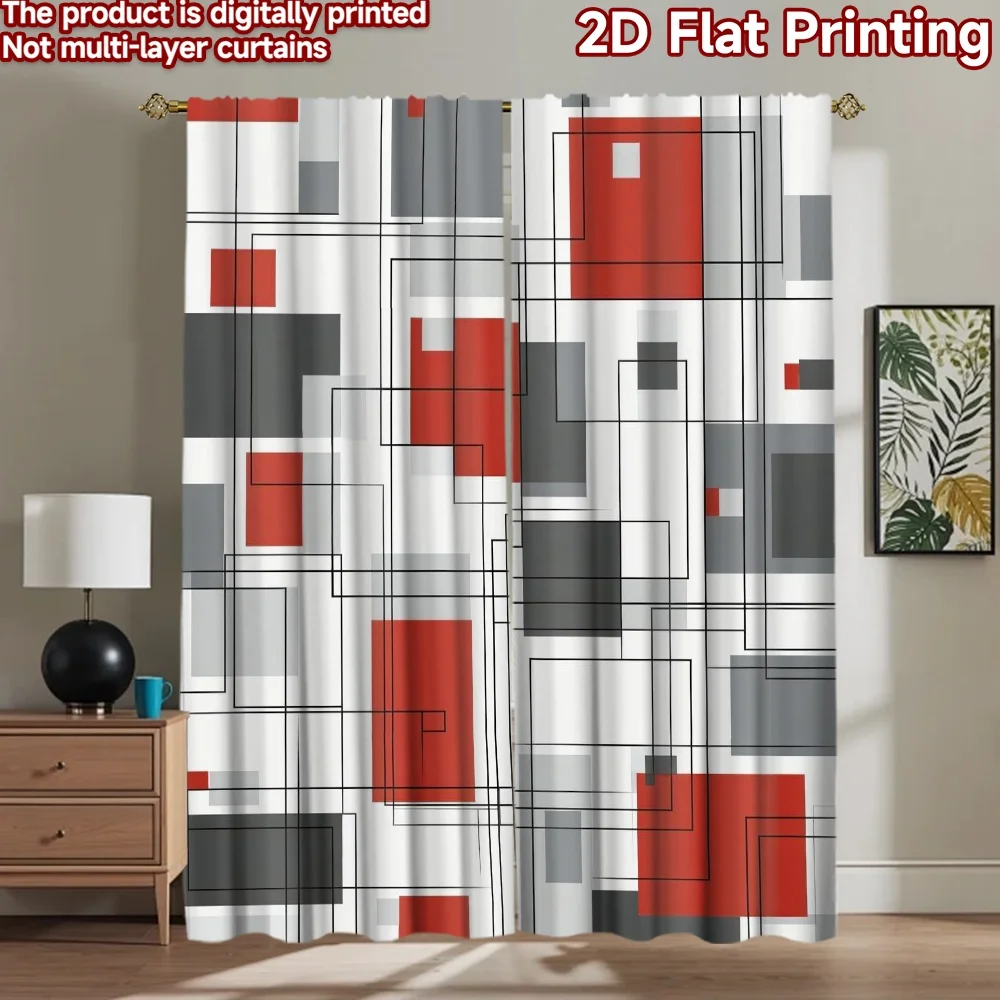 

1pc 2D flat Photography Backdrop Background cloth Geometric Red Gray Squares 100% Polyester Vibrant Reunion Perfect for Suitable
