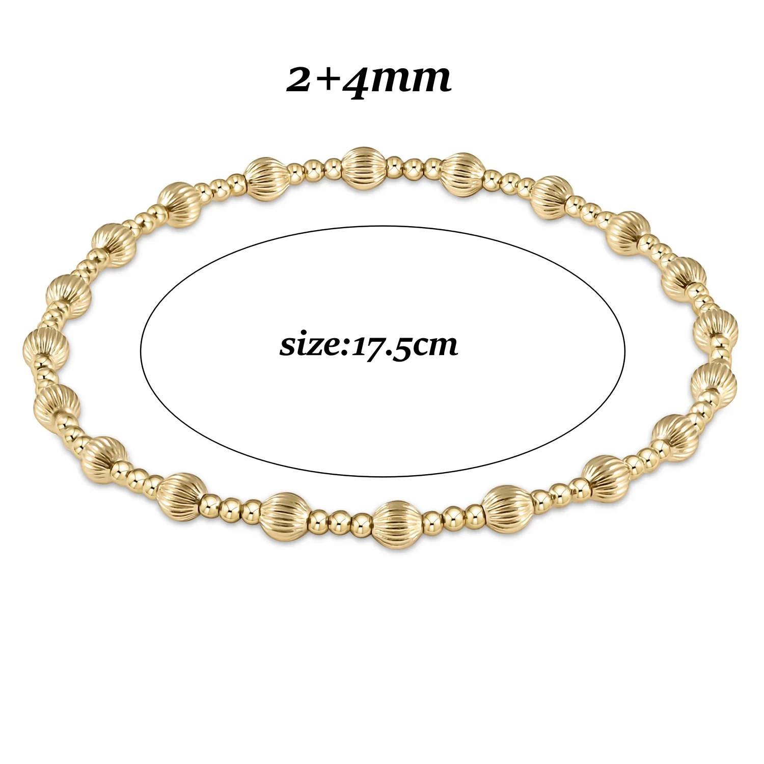 Goldperlen-Stretch-Armbänder für Damen, 18K vergoldet, stapelbar, modischer Schmuck, trendiges Accessoire für Party und Alltag. – Detail 15